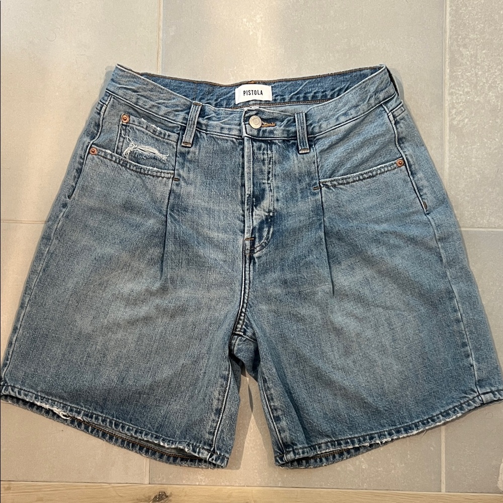 Pistola Classic Blue Long Denim Shorts